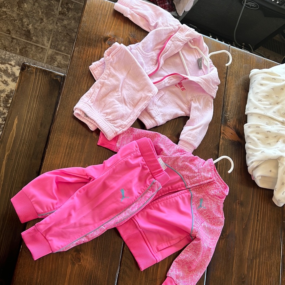 2- 6-9 Month Nike and Puma sweatsuit outfits